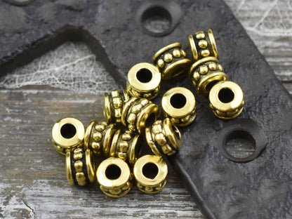 *100* 4x6mm Antique Gold Large Hole Rondelle Spacer Beads