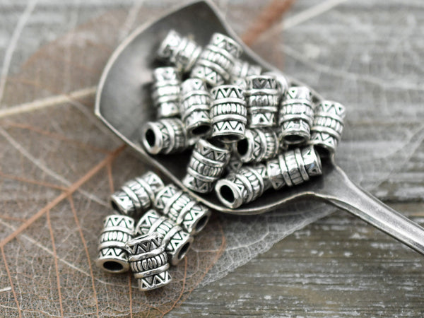 *50* 5x7mm Antique Silver Drum Beads