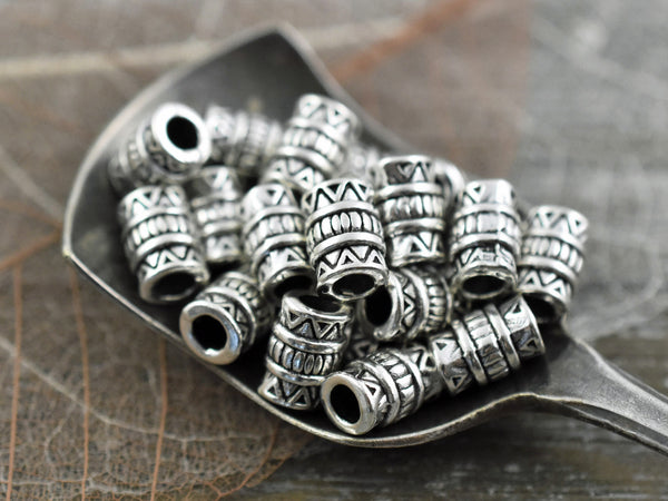 *50* 5x7mm Antique Silver Drum Beads