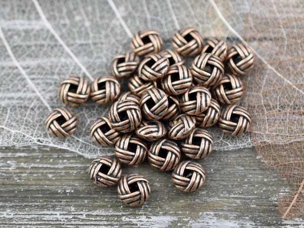 *50* 6mm Antique Copper Puffy Rondelle Spacer Beads