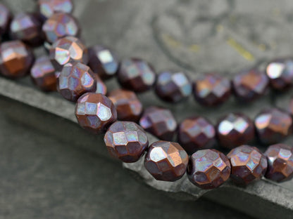 Chocolate Brown Nebula Fire Polished Round Beads