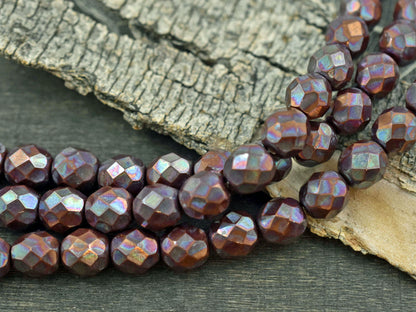 Chocolate Brown Nebula Fire Polished Round Beads