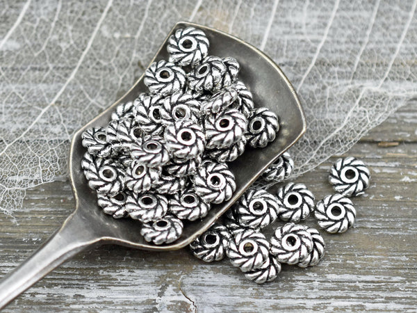 6mm Antique Silver Rope Heishi Spacer Beads - 200pcs