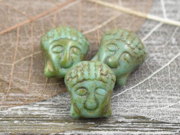 *4* 15x14mm Turquoise Travertine Buddha Head Beads