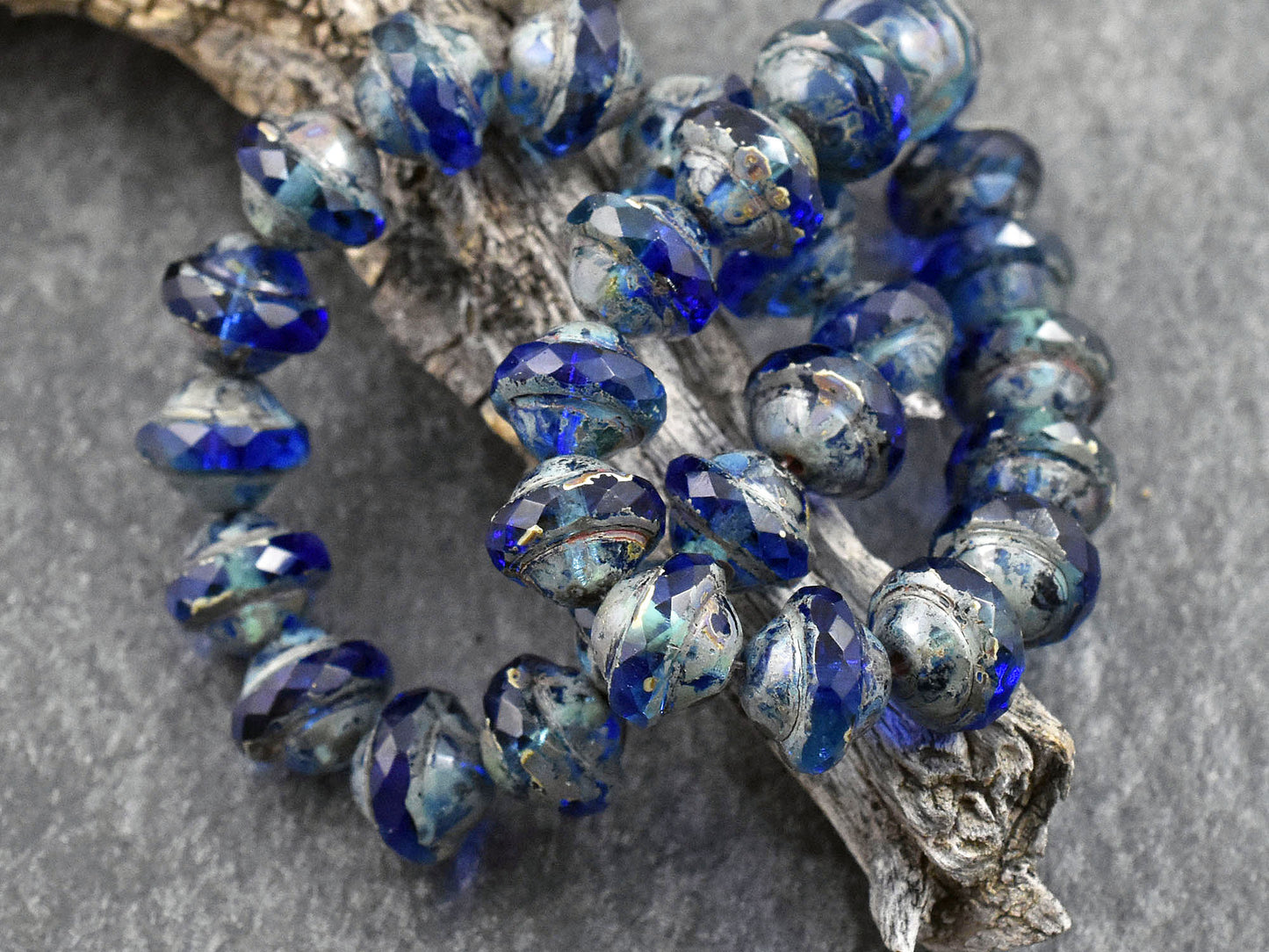 *15* 9x7mm Cobalt Picasso Saturn Beads