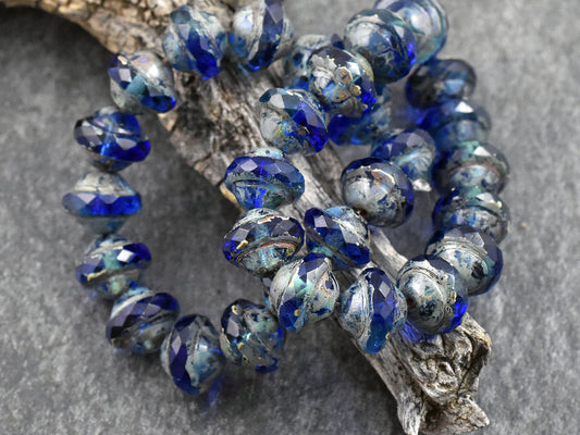 *15* 9x7mm Cobalt Picasso Saturn Beads