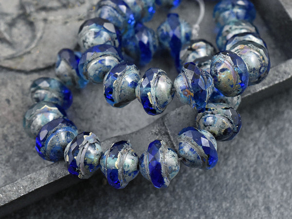 *15* 9x7mm Cobalt Picasso Saturn Beads