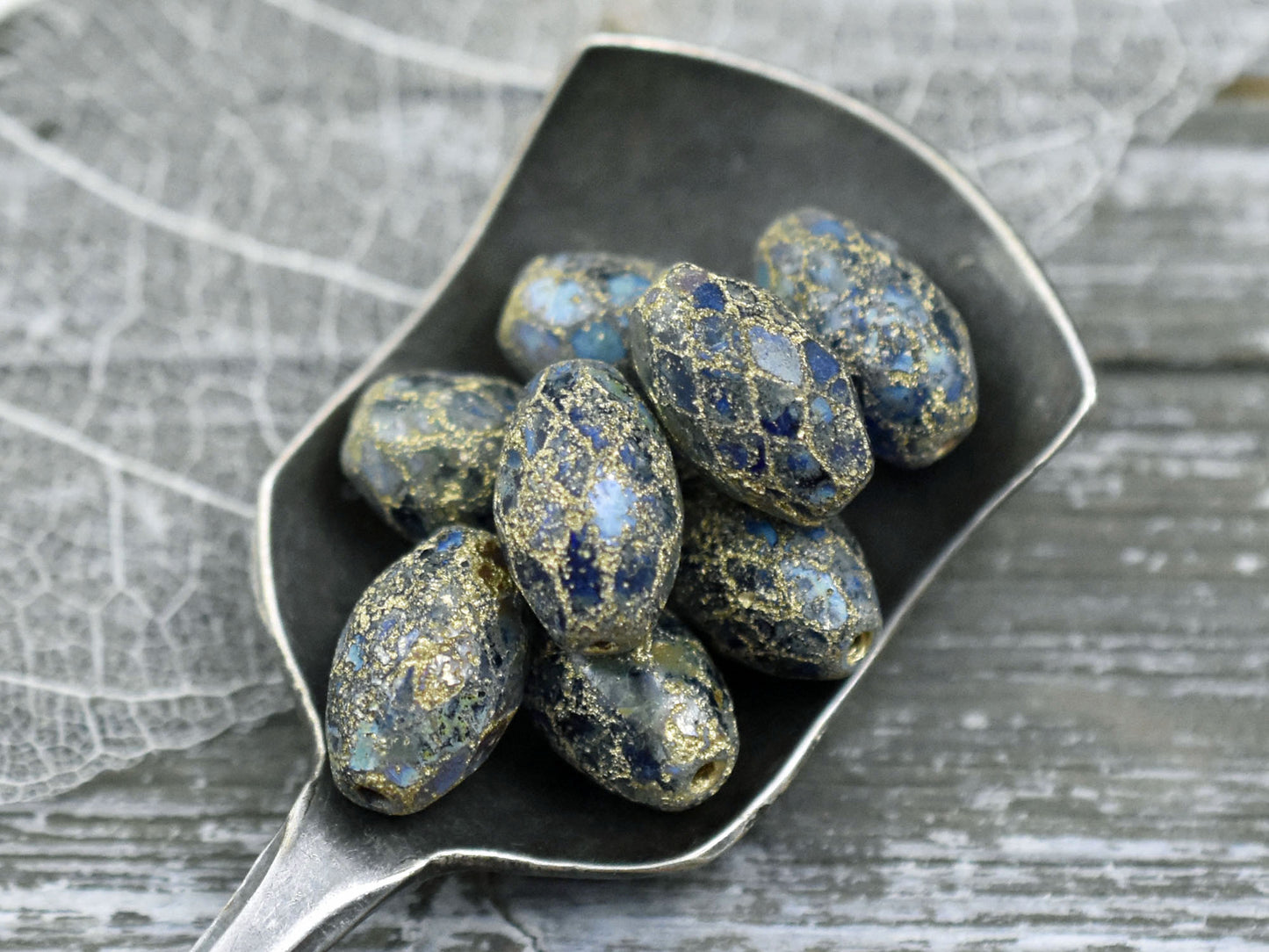 *12* 12x8mm Gold Washed Green Cobalt Fire Polished Faceted Oval Beads