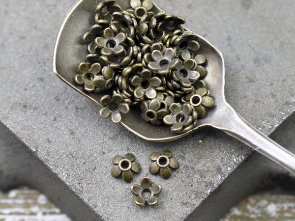 6mm Antique Bronze Flower Bead Caps -- Choose Your Qty