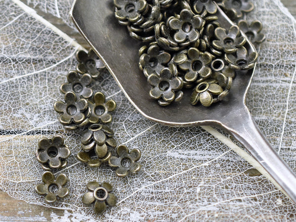 6mm Antique Bronze Flower Bead Caps -- Choose Your Qty