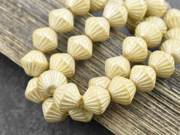 *15* 11mm Silver Mercury Washed Ivory Bicone Beads