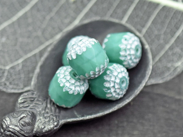 White Washed Opaque Turquoise Fire Polished Cathedral Beads -- Choose Your Size