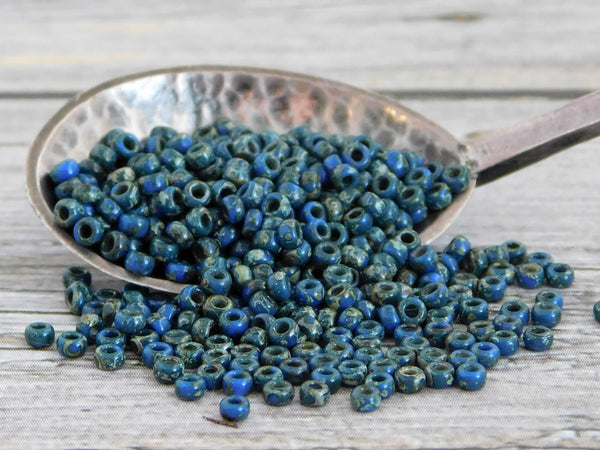 Opaque Montana Blue Picasso Miyuki Seed Beads - Miyuki 4516