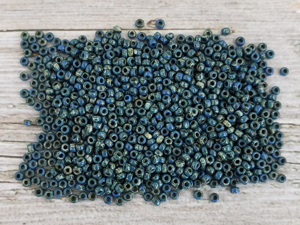 Opaque Montana Blue Picasso Miyuki Seed Beads - Miyuki 4516