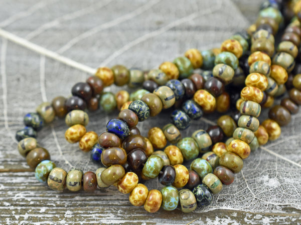 2/0 Striped Aged Picasso Mixed Seed Beads (20" Strand)