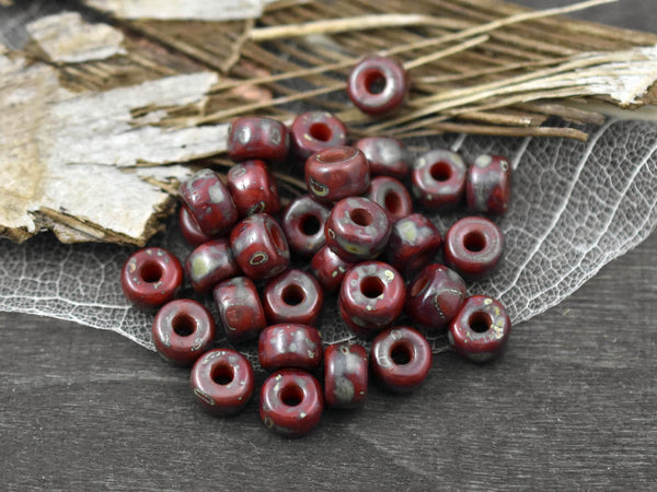 20g Dark Red Travertine 2/0 Matubo Beads