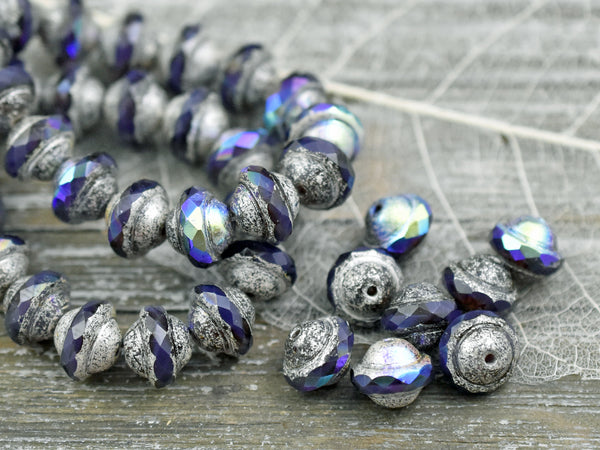 8x10mm White Silver Washed Violet Purple AB Saturn Beads