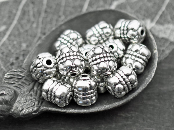 *20* 7x8mm Antique Silver Barrel Spacer Beads