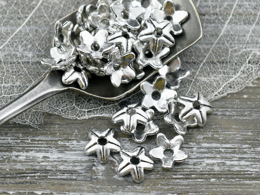 *100* 9mm Antique Silver Bead Caps