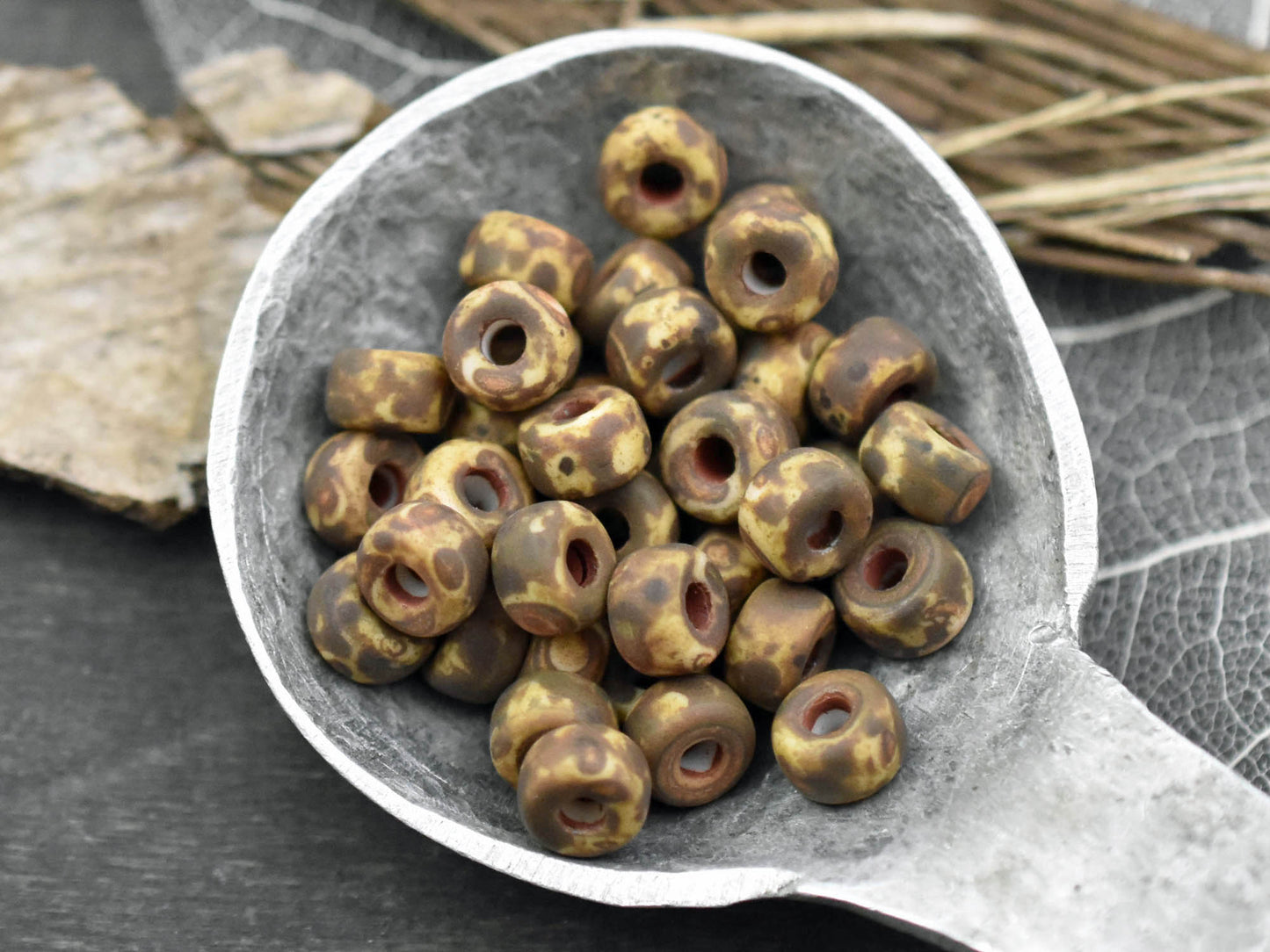 10g Matte Chalk Travertine 2/0 Matubo Beads