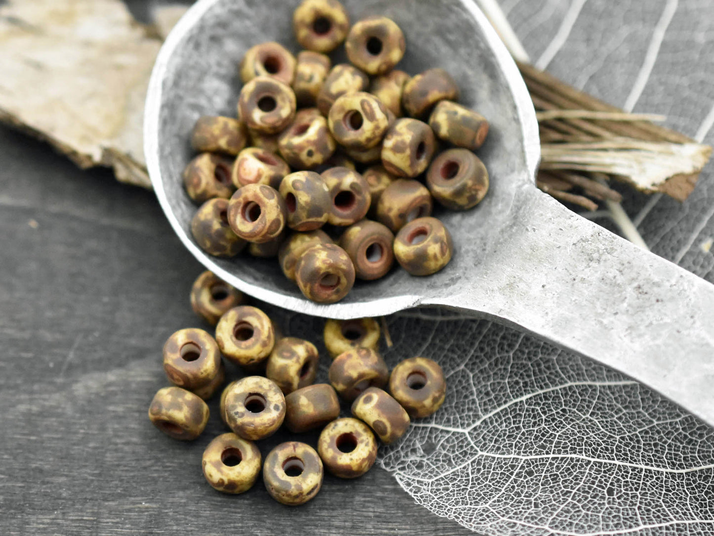 10g Matte Chalk Travertine 2/0 Matubo Beads