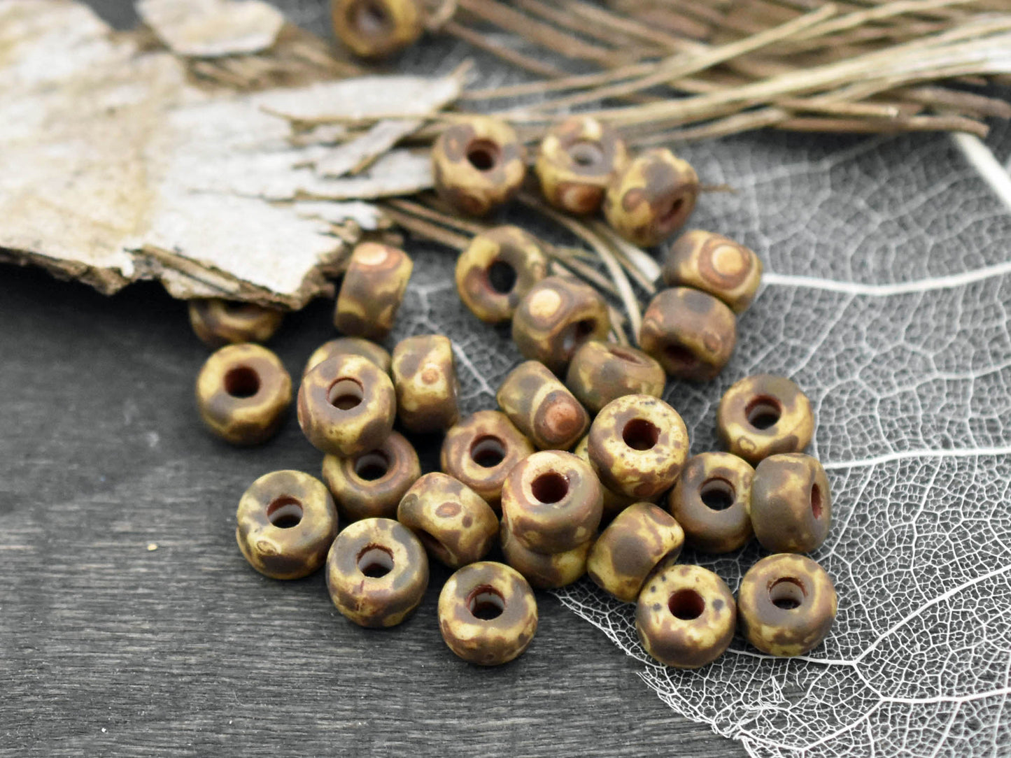 10g Matte Chalk Travertine 2/0 Matubo Beads