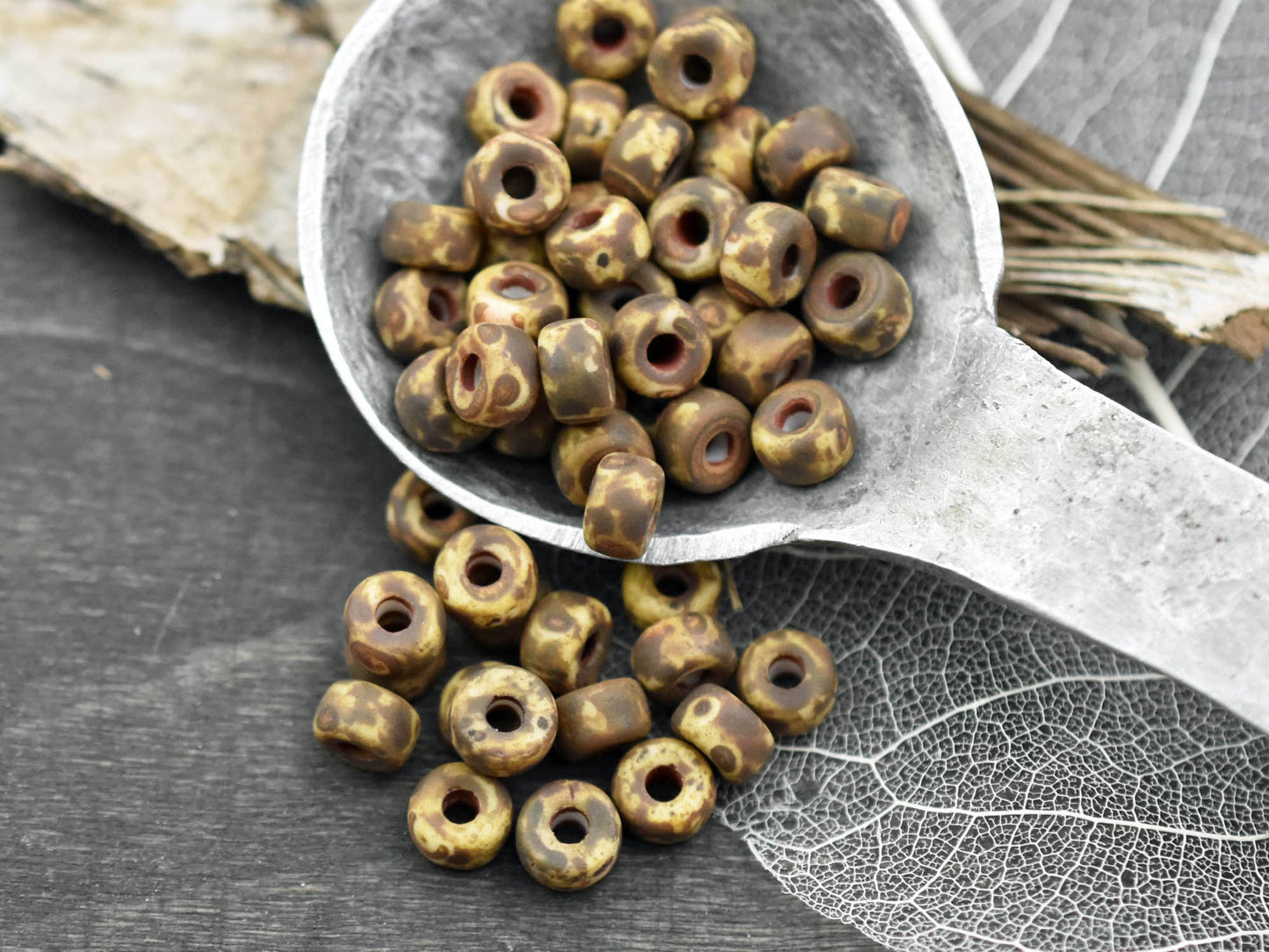 10g Matte Chalk Travertine 2/0 Matubo Beads