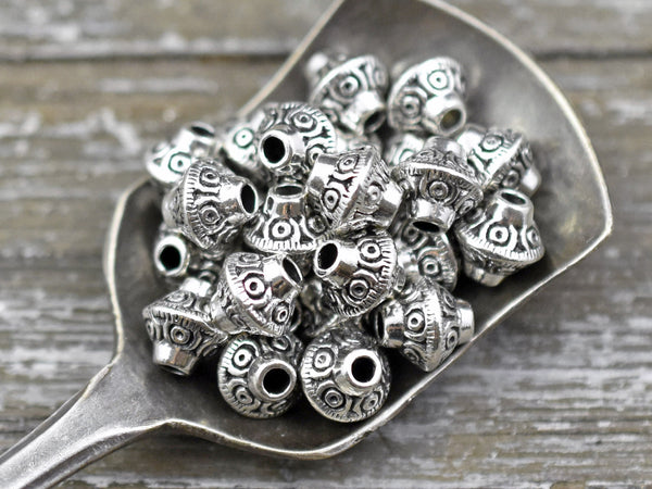 *100* 6mm Antique Silver Bicone Spacer Beads