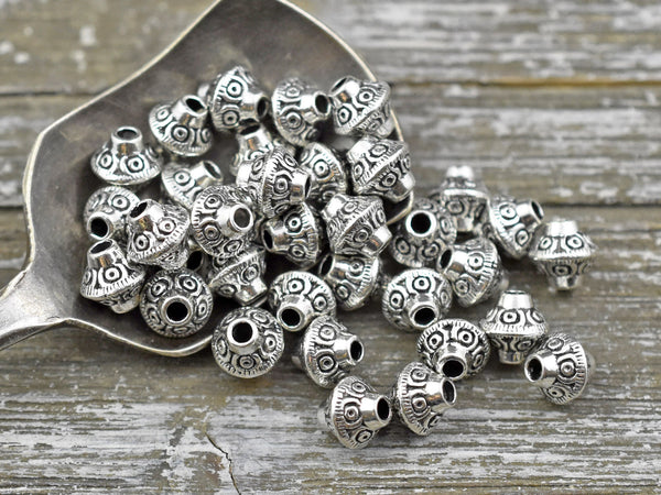 *100* 6mm Antique Silver Bicone Spacer Beads