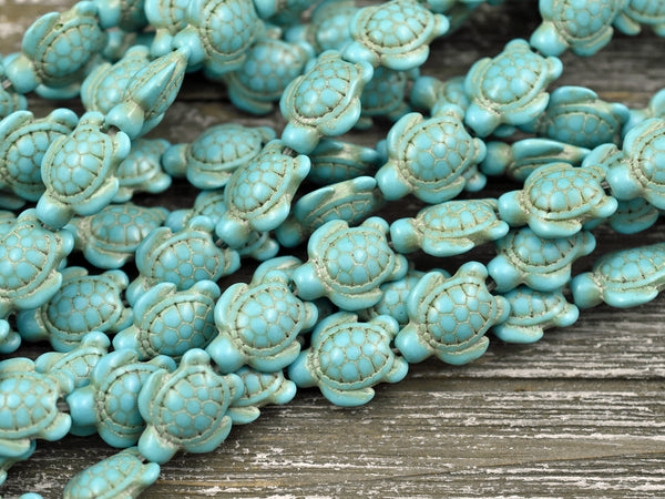 18x14x8mm Synthetic Turquoise Turtle Beads - 15" Strand