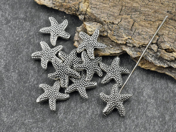 *50* 14mm Antique Silver Starfish Beads