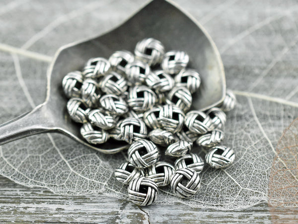 *100* 6mm Antique Silver Puffy Rondelle Spacer Beads