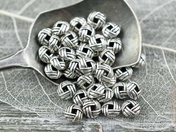 *100* 6mm Antique Silver Puffy Rondelle Spacer Beads