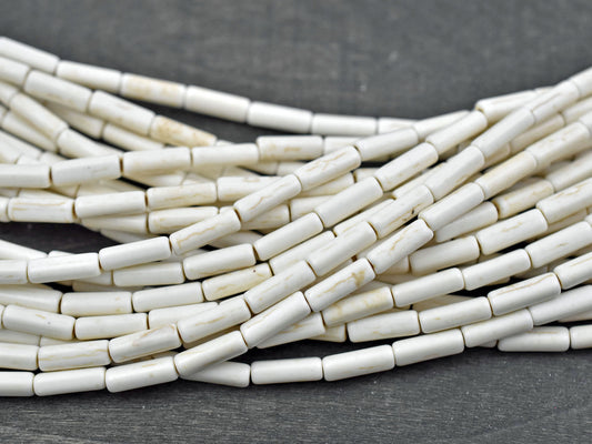 13x4mm Bone Beige Synthetic Turquoise Tube Beads 16" Strand