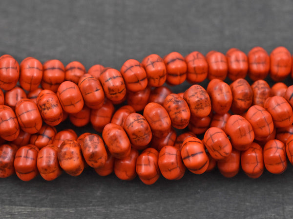12x8mm Orange Pumpkin Rondelle Beads 15.5" Strand