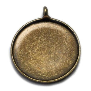 18mm Pendant Blank Bezel Oxidized Brass (for use with cabochons)