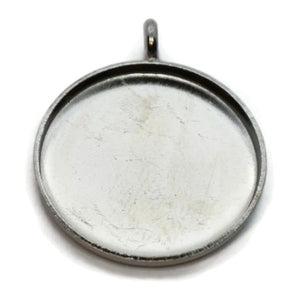 18mm Pendant Blank Bezel Silver Plated Brass (for use with cabochons)