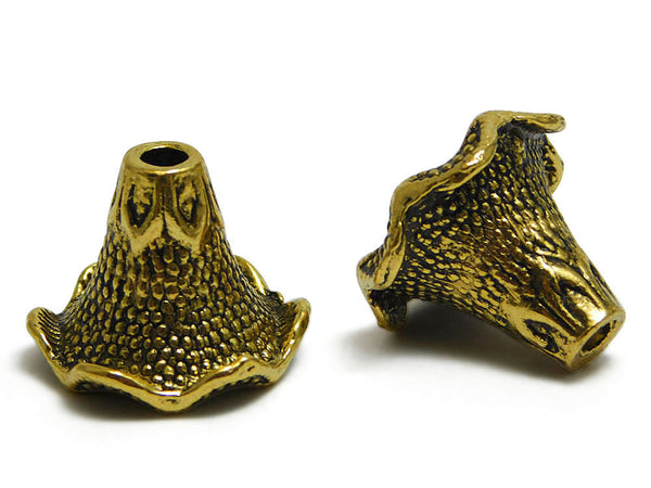 Tassel Caps - Tassel Cones - Gold Bead Caps - Gold Tassel Caps - Antique Gold - Large Bead Cap - Calla Lily Bead Cap - 16x22mm - 2pcs (4808)