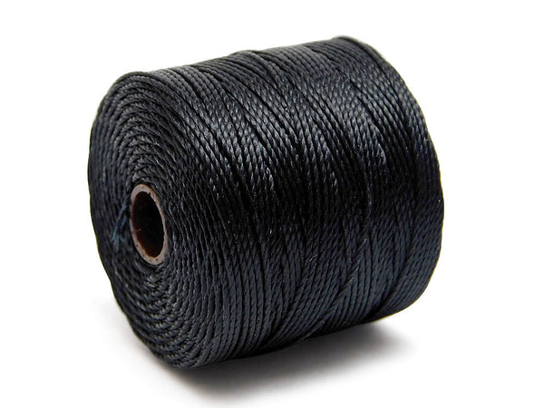 S-Lon Bead Cord - Superlon Bead Cord - Knotting Cord - Macrame Cord -  77 Yard Spool - TEX210 - Black (3270)