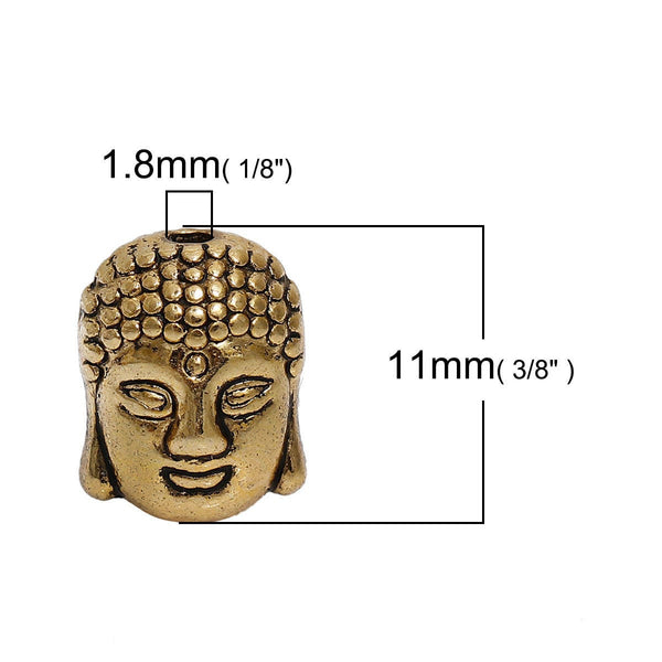 *20* 11x9mm  Antique Gold Buddha Head Beads
