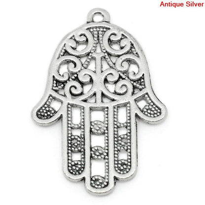 *2* 35x24mm Antique Silver Hamsa Hand Pendants