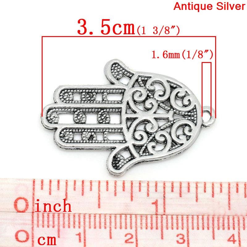 *2* 35x24mm Antique Silver Hamsa Hand Pendants