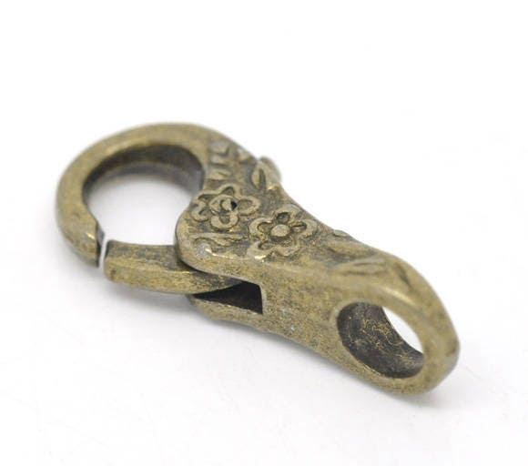 Large Lobster Clasp - Bronze Lobster Clasp - Lobster Claw Clasp - Antique Bronze Clasp - Metal Lobster Clasp - 5pcs - 25x11mm - (1504)