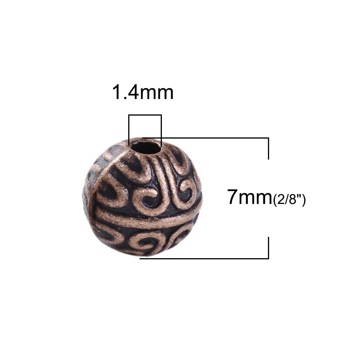*50* 7mm Antique Copper Round Spacer Beads