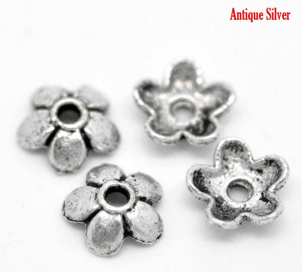 6mm Antique Silver Flower Bead Caps -- 300pcs