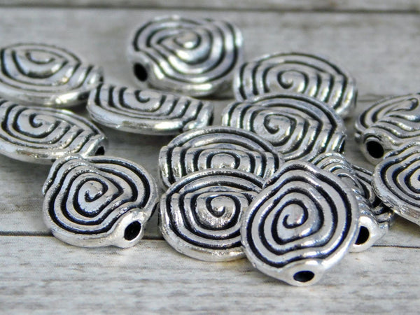 Metal Beads - Circle of Life Beads - Silver Beads - Silver Spacers - Silver Spacer Beads - Antique Silver - 25pcs - 11mm -(B556)