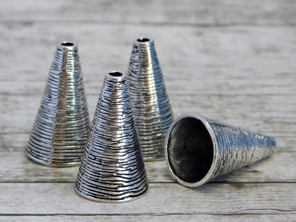 Tassel Caps - Silver Tassel Caps - DIY Tassel - Tassel End Caps - Bead Caps - 25x15mm - 4pcs - (3393)