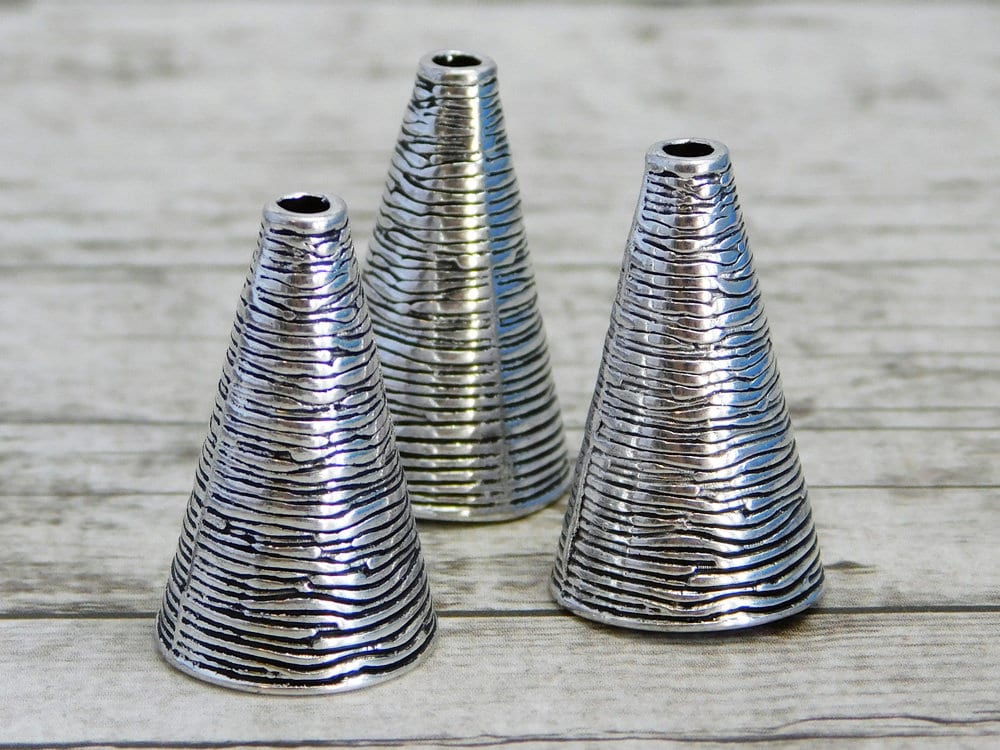 Tassel Caps - Silver Tassel Caps - DIY Tassel - Tassel End Caps - Bead Caps - 25x15mm - 4pcs - (3393)