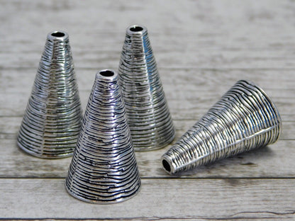 Tassel Caps - Silver Tassel Caps - DIY Tassel - Tassel End Caps - Bead Caps - 25x15mm - 4pcs - (3393)