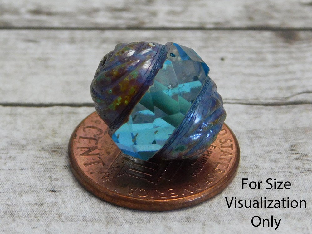 Czech Glass Beads - Turbine Beads - Cathedral Beads - Picasso Beads - Fire Polished Beads - 13x15mm - 4pcs - (B343)